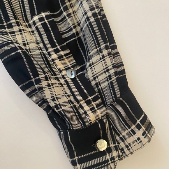 The Kooples xs black-and-cream plaid 100% silk shirt - Picture 9 of 14